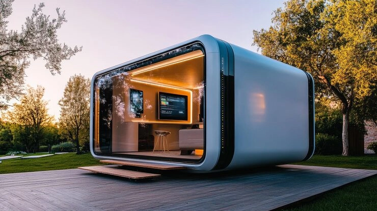 space capsule house in forest