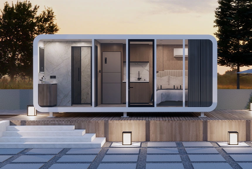 Cabinas de manzana: una nueva solución para la industria turística moderna2sunlit-tec P3 RUBIK Apple Cabin con ventanas francesas grandes