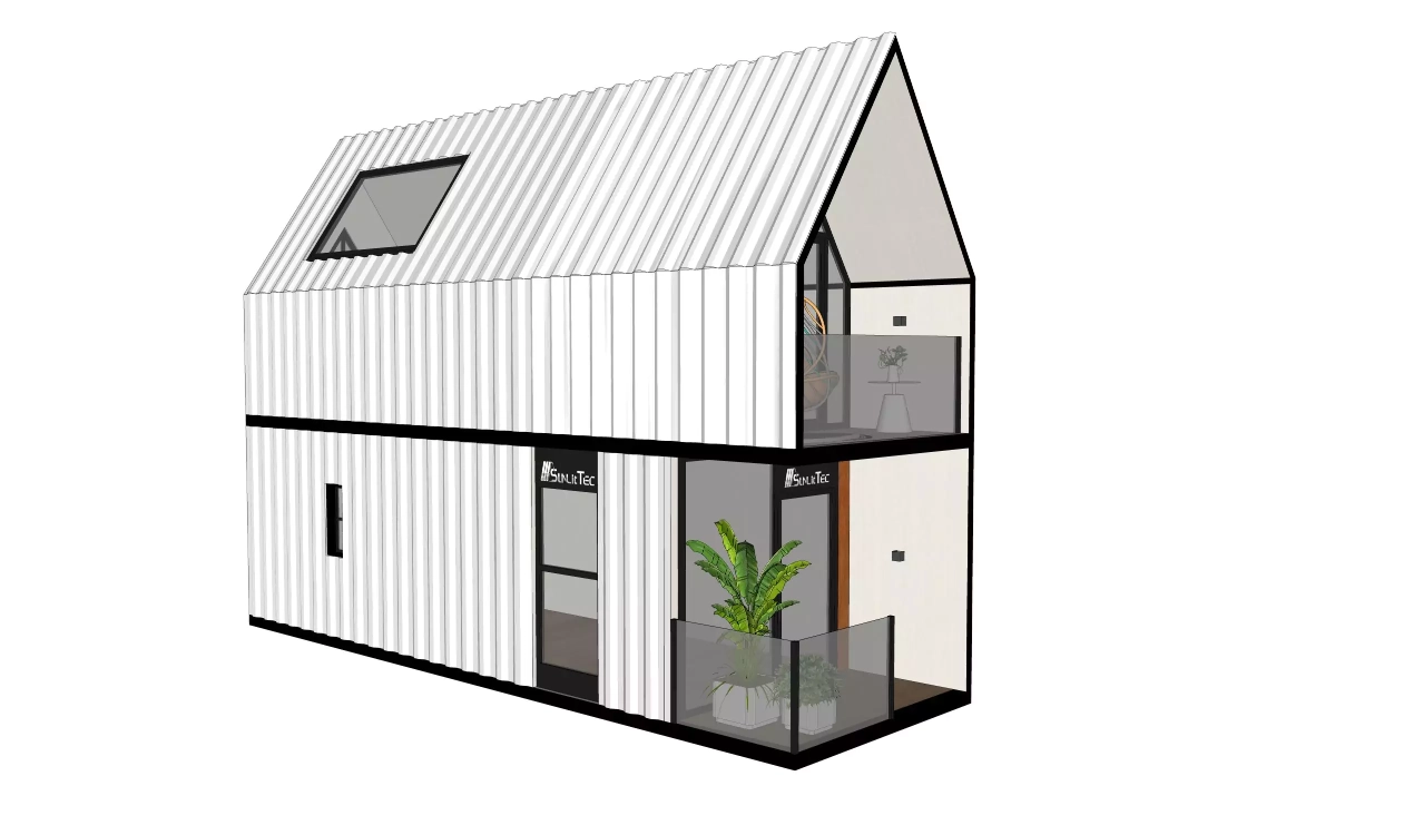 sunlit tec double storey triangle house c7 modular container house design