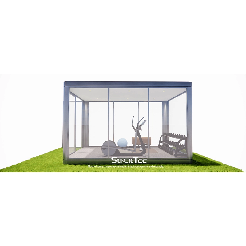 sunlit tec j1 modular gym pod with fitness equipment for hotel and wellness projects