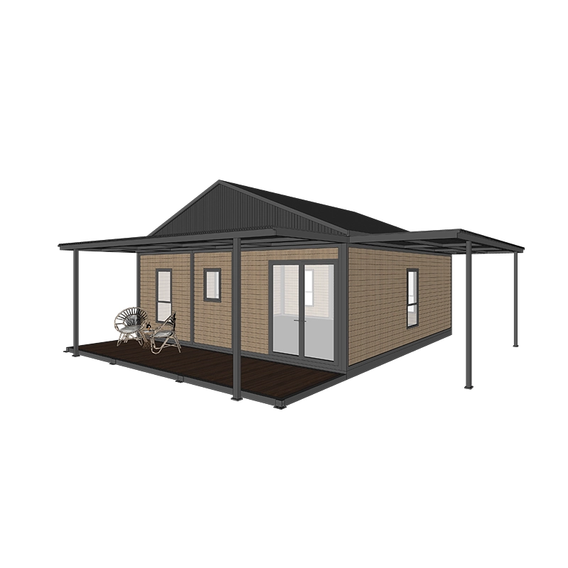Foldable Board Houses for Remote Workforce and Temporary Facilities Commercial Buying Guide 2026sunlit-tec Sunlit Tec B1 single-level foldable board house with a covered deck