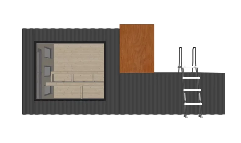 sunlit tec sauna with swimming pool
