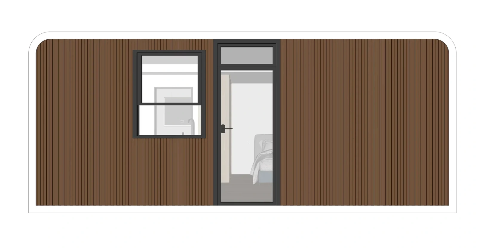 Expandable House Floor Plans: Comparing Closed and Open Layouts1sunlit-tec L3 front elevation render showing the window and entrance